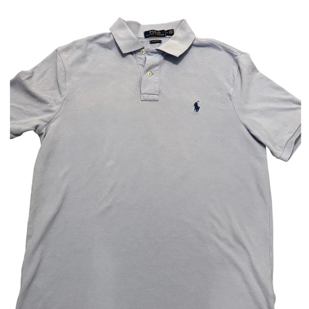 Ralph Lauren Polo Knit Light Blue Polo Style Shirt Medium EUC
